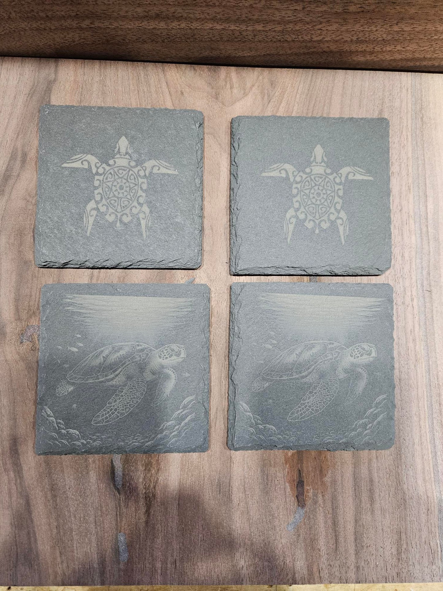 Laser engraved slate coasters
